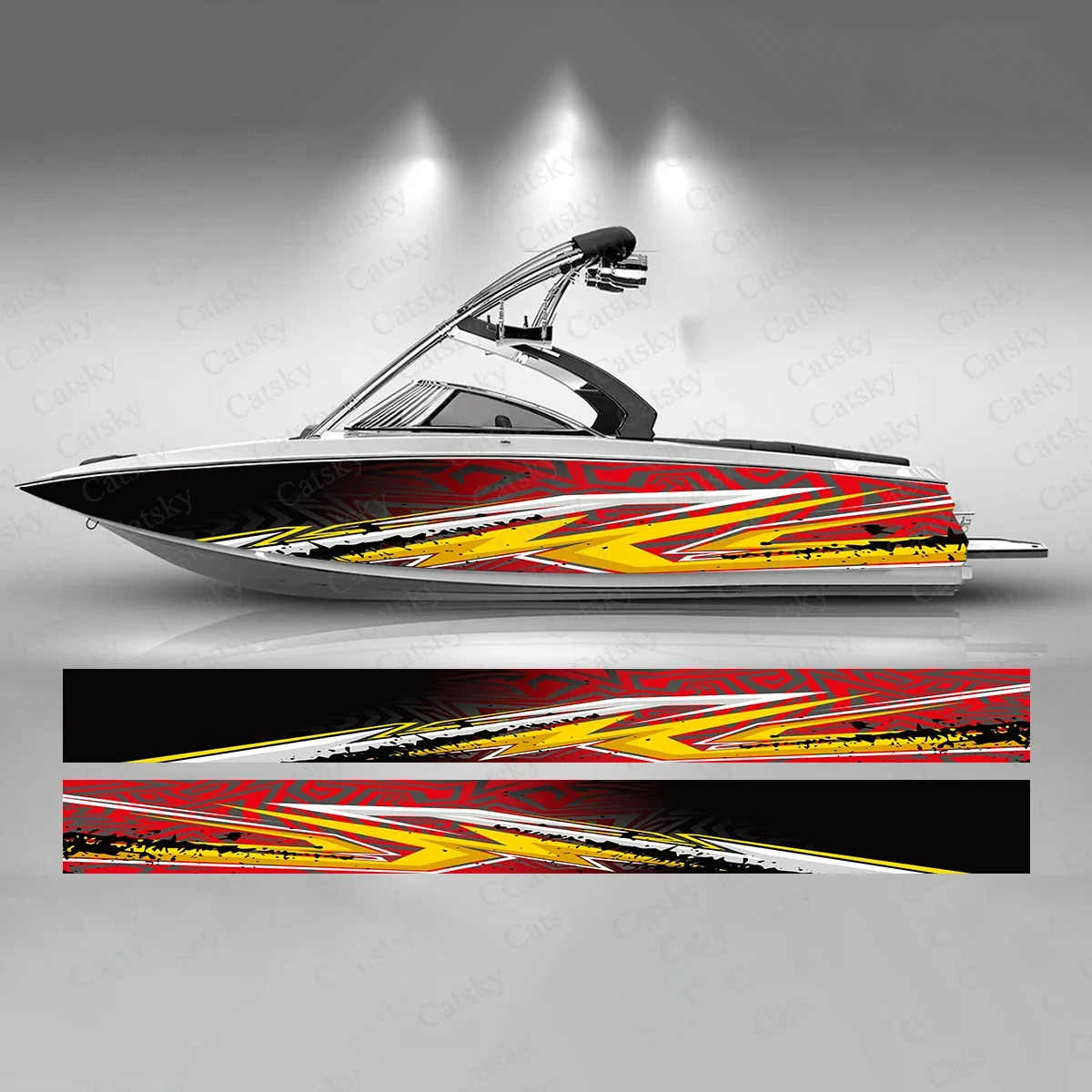 Abstract Lightning Colorful Boat Sticker Fashion Custom Fish Boat-Sticker Vinyl Waterproof Boat Wrap Graphic Boat Wrap Decal