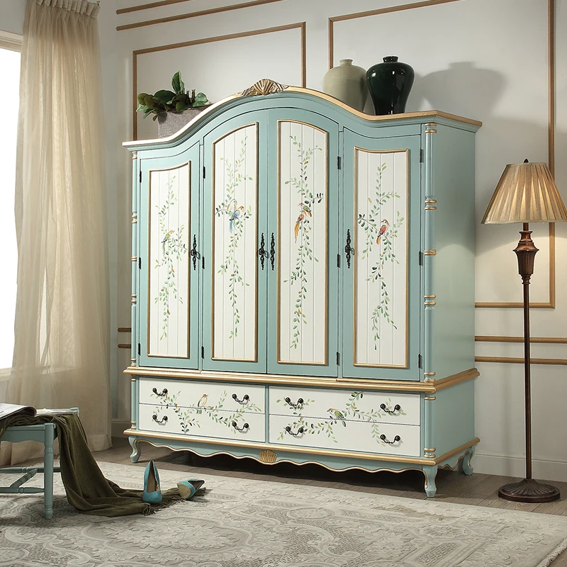 Solid wood wardrobe, rural wardrobe, Mediterranean style furniture