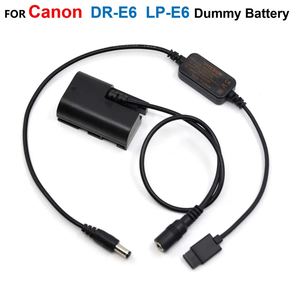 

DR-E6 LP-E6 Fake Battery Full Decode Adapter+DJI Ronin-S To Supply Power Cable For Canon EOS 60Da 70D 80D 5DS Mark IV 5D4 5D3