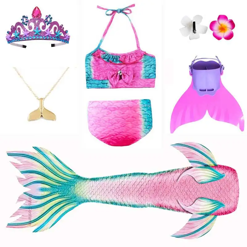 Girls The Little Mermaid Cosplay Costume Princess Ariel Swimming Mermaid Tail With Bikini Bathing Suit Costume