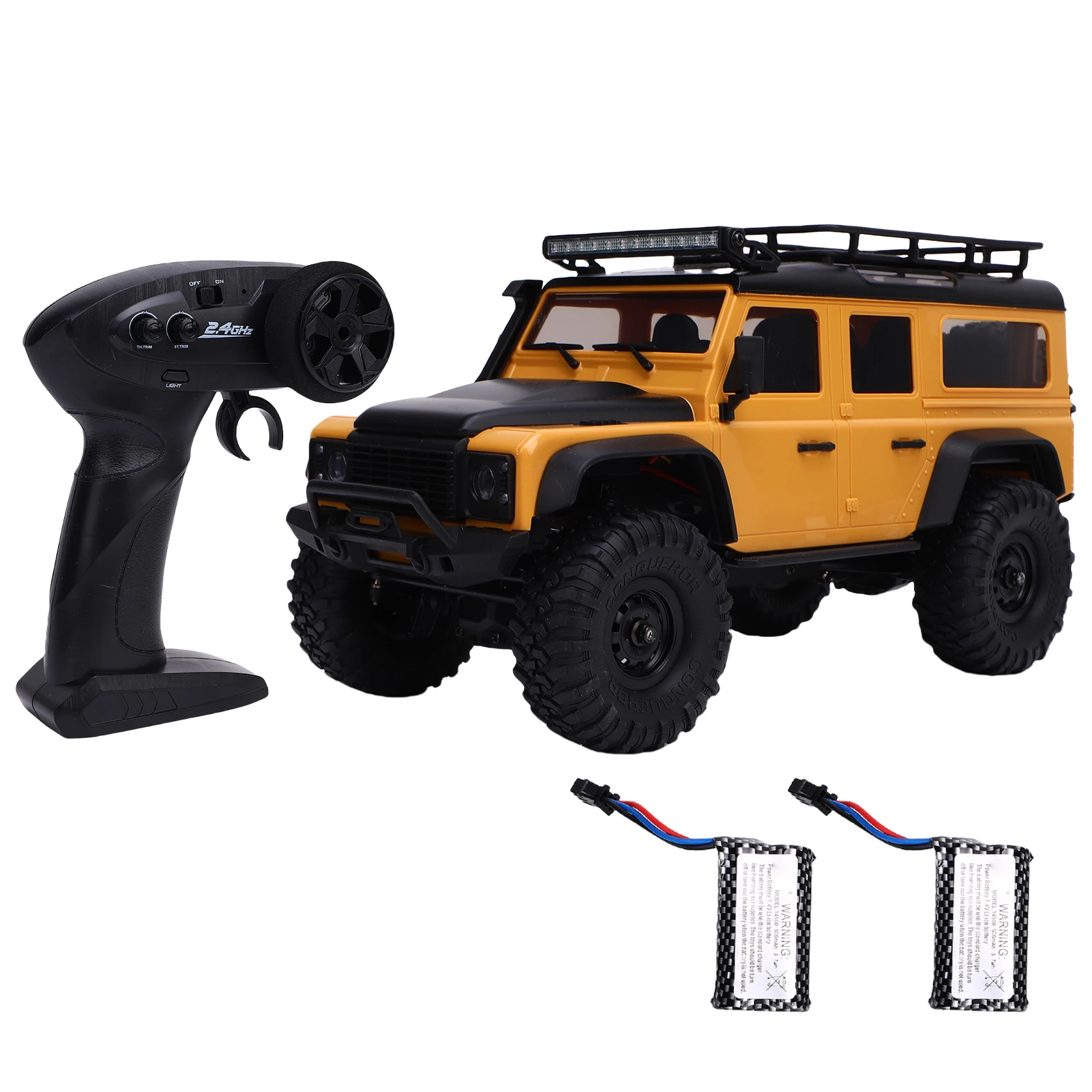 

1/16 Scale RC Crawler 2.4GHz Remote Control 4WD Off Road Car All Terrain Electric Toy Truck with LED Lights