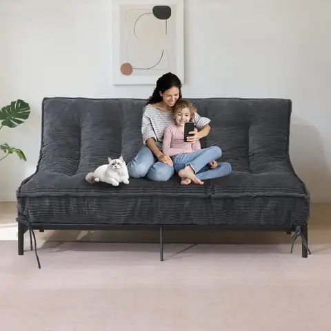 8' Futon MattrFull Size, Thick Futons Sofa Couch Bed Sleeper Sofa Bed, Floor Mattrfor Adults, Roll Up Folding Mattres