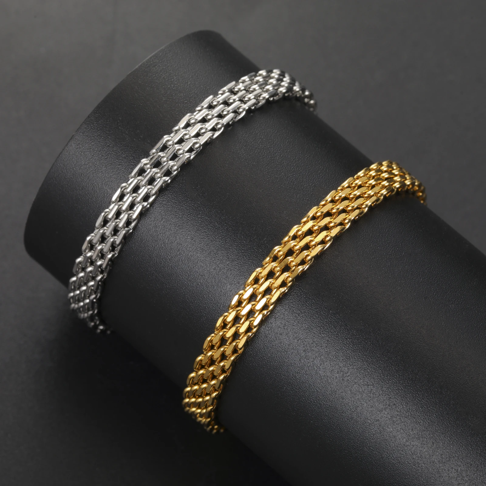 COOLTIME 6MM/8MM Breites Kettenarmband Edelstahl Verstellbare Mesh-Gliederkette Armband Armbänder Schmuck Geschenke Großhandel – Detail 1
