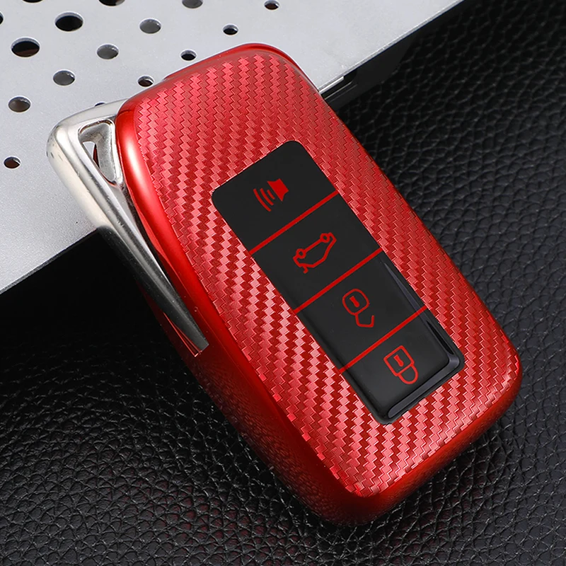 Carbon Fiber TPU Car Key Cover Case Holder Keychain for Lexus NX 200 NX300H RX 350 450H ES 350 ES 300h 4 Button Key Accessories