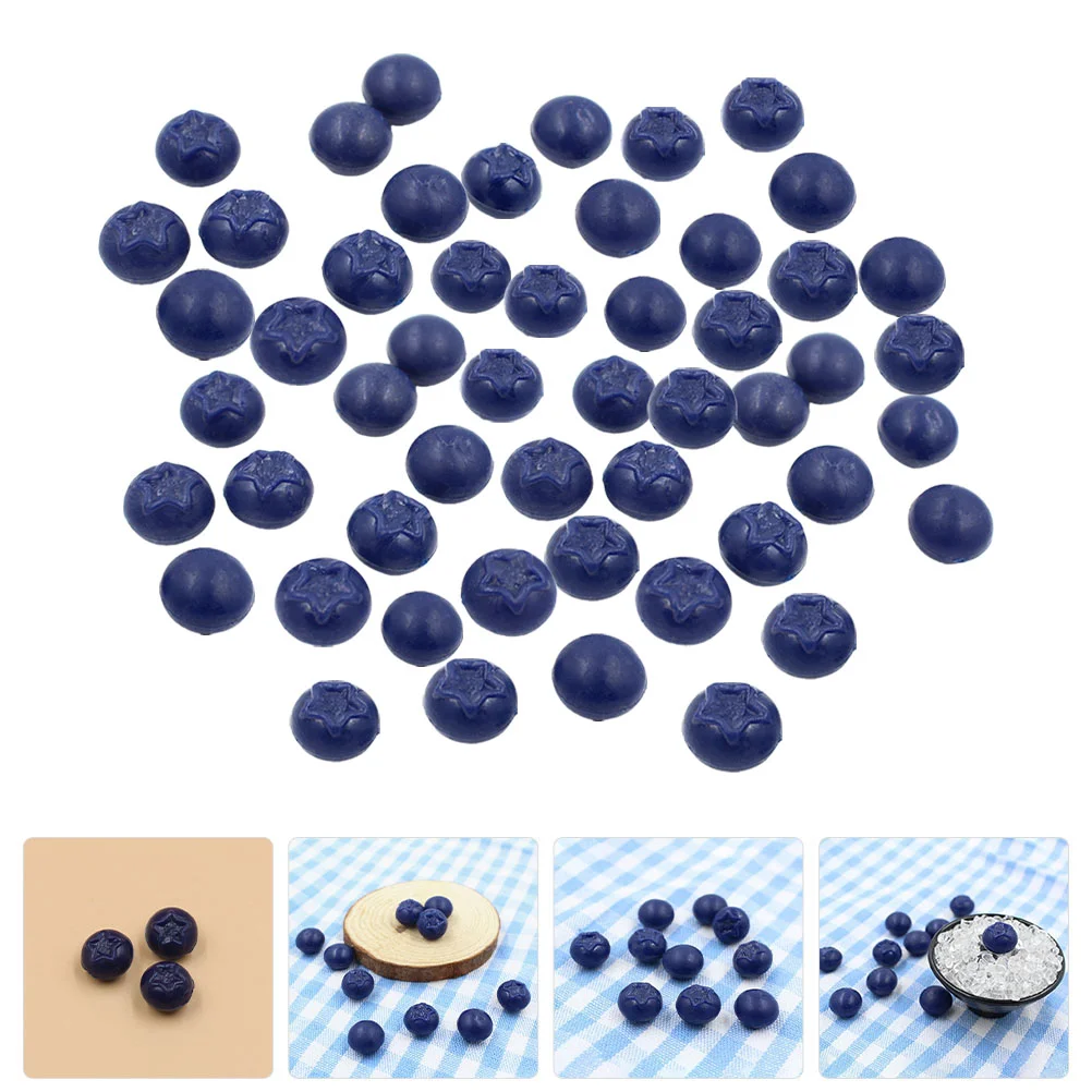 50 Pcs Simulation Blueberry Fake Fruit Models Artificial Faux Blueberries Fruits Decor Pomegranate