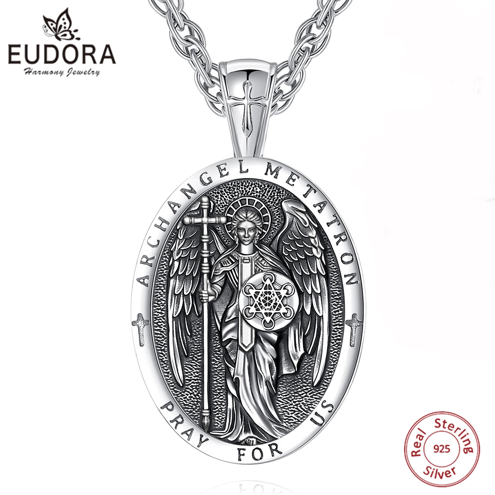 

Eudora стерлингового серебра 925 пробы, ожерелье в форме куба Архангела Метатрона, сакральная геометрия, кулон с печатью ангела, духовные украшения, подарок для унисекс