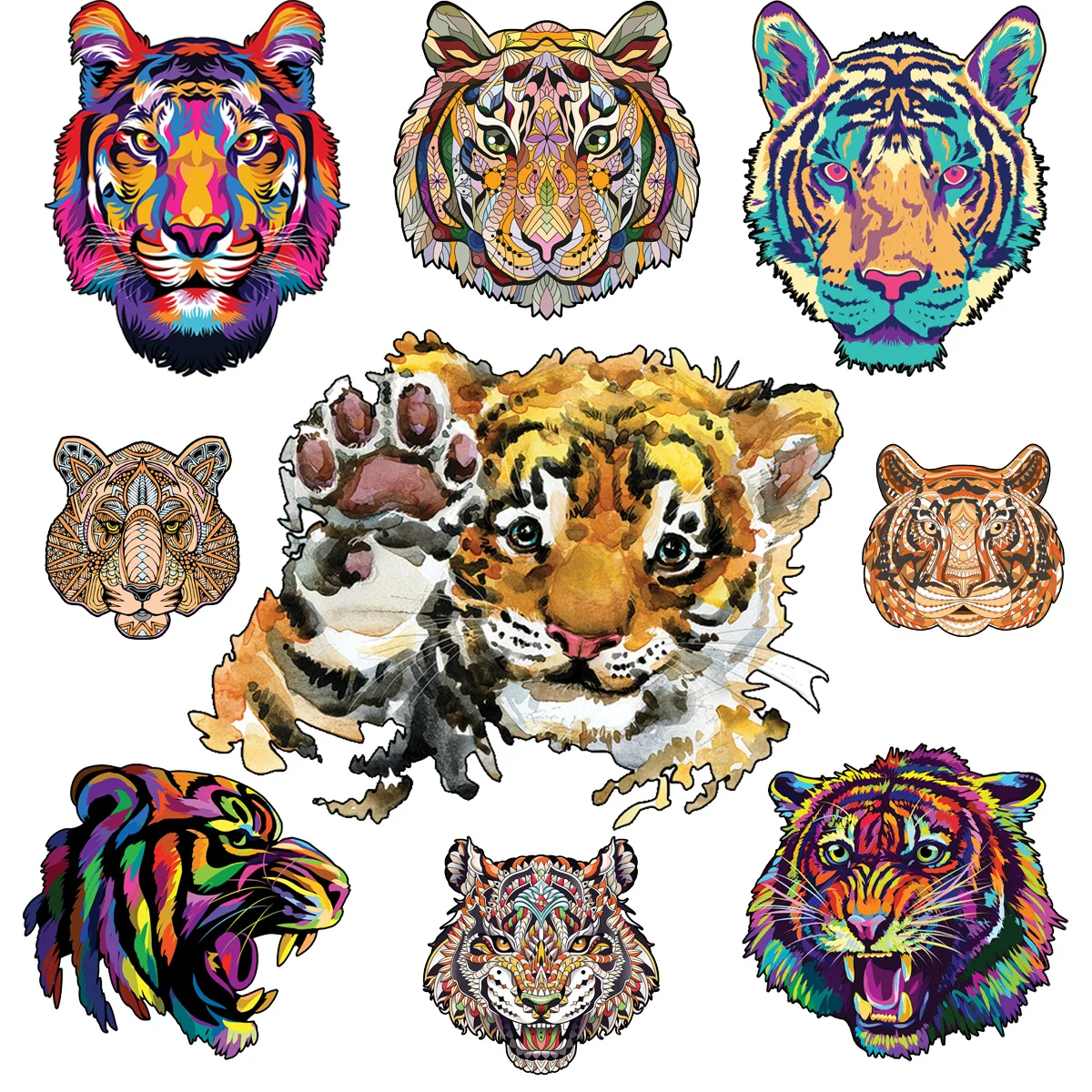 

Jigsaw Wooden Puzzle Colorful Tiger Irregular Wooden Puzzle Interesting Diy Draft For Kids Adults Gift Family Interactive Games