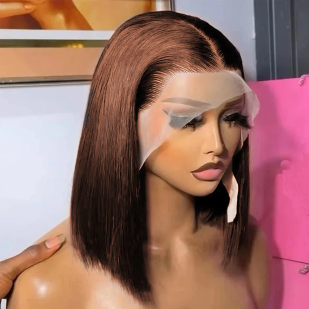 16-inch-chocolate-brown-bone-straight-bob-13x4-lace-frontal-100-human-hair-wigs-colored-short-4x4-closure-lace-front-wig