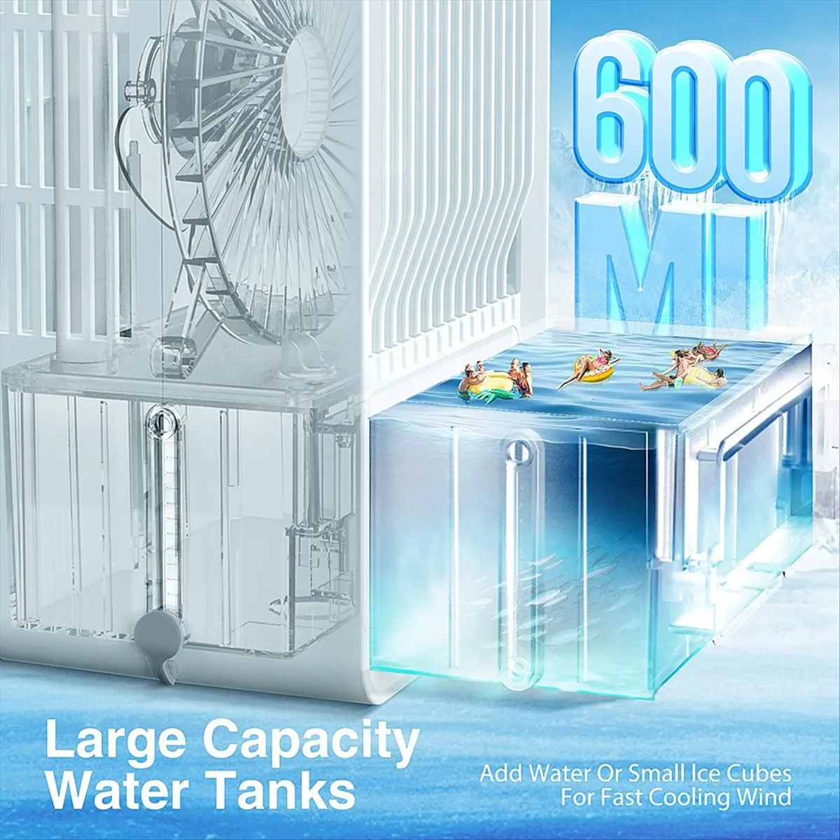 

A36R Air Conditioners Evaporative Air Cooler with 3 Wind Speeds 7 Colors Light Personal Air Conditioner for Room Office