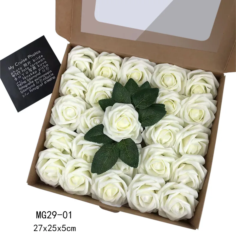 

25 Roses European Style Gift Box Packaging Foam Pe Rose With Simulated Artificial Flowers Valentine's Day Wedding Holding Flower