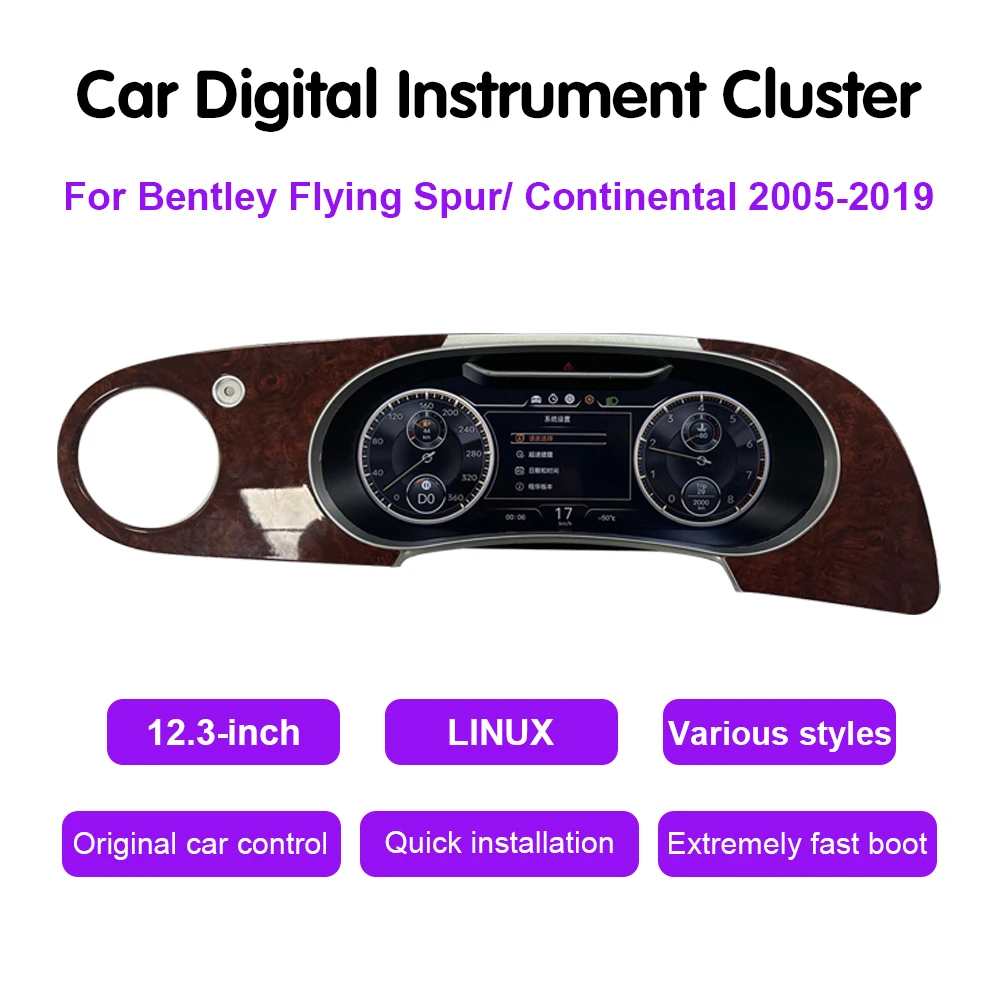 Krando Digital instrument Cluster For Bentley Flying Spur Continental 2005 - 2019 Car Dashboard Speedometer Virtual Cockpits