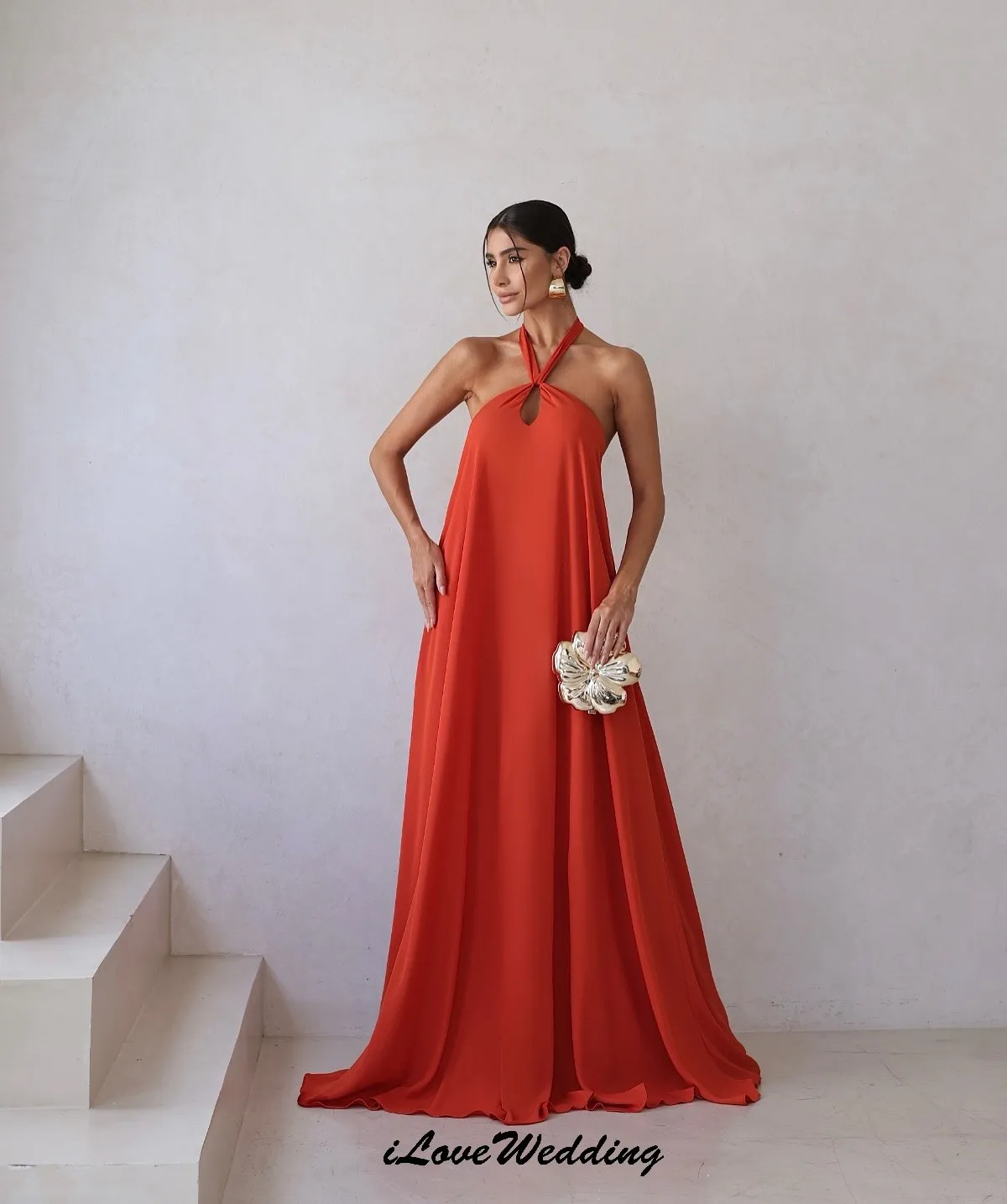 スカイブルーシフォンイブニングドレス 2025 ホルターウェディングパーティードレス女性のためのエレガントな床の長さの背中の開いたセクシーなリボンカスタマイズ