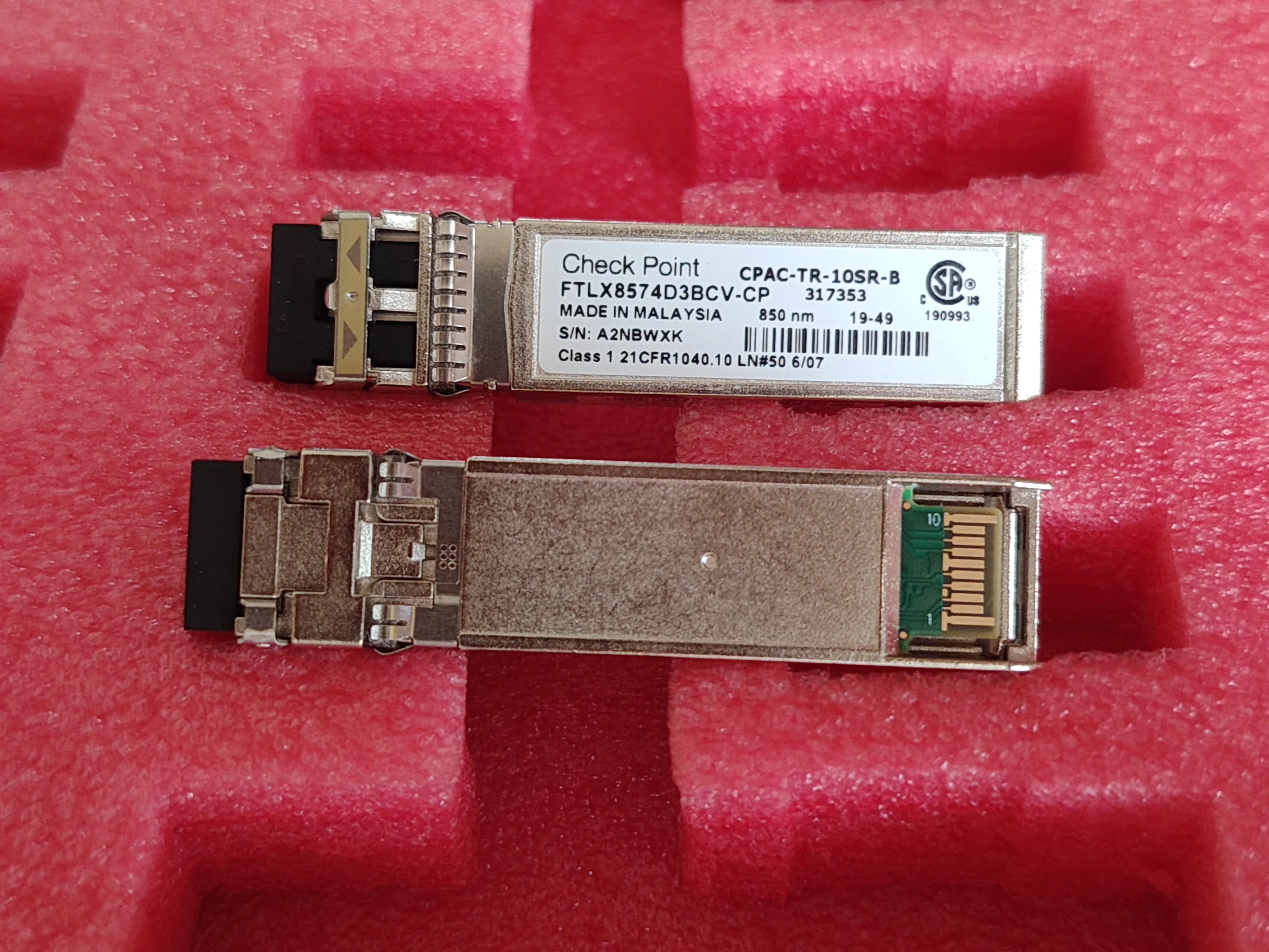 original-new-317353-check-point-10g-sr-sfp-transceiver-ftlx8574d3bcv-cp-cpac-tr-10sr-b-check-point-850nm-10gb-optical-fiber