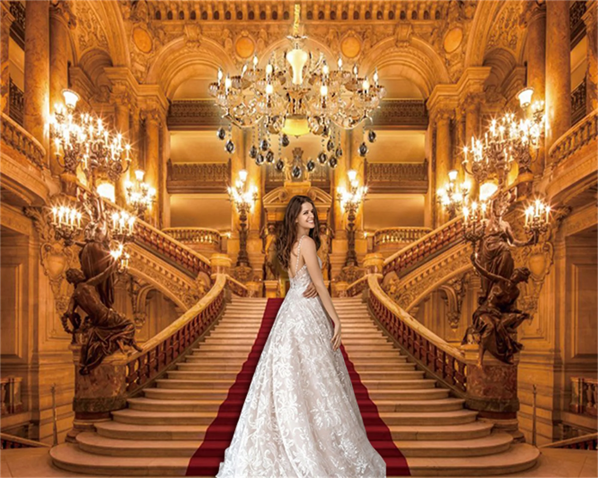 Luxury Palace Backdrop for Photography Vintage Castle Church Scene Wedding Baby Birthday Portrait Photo Background Photozone