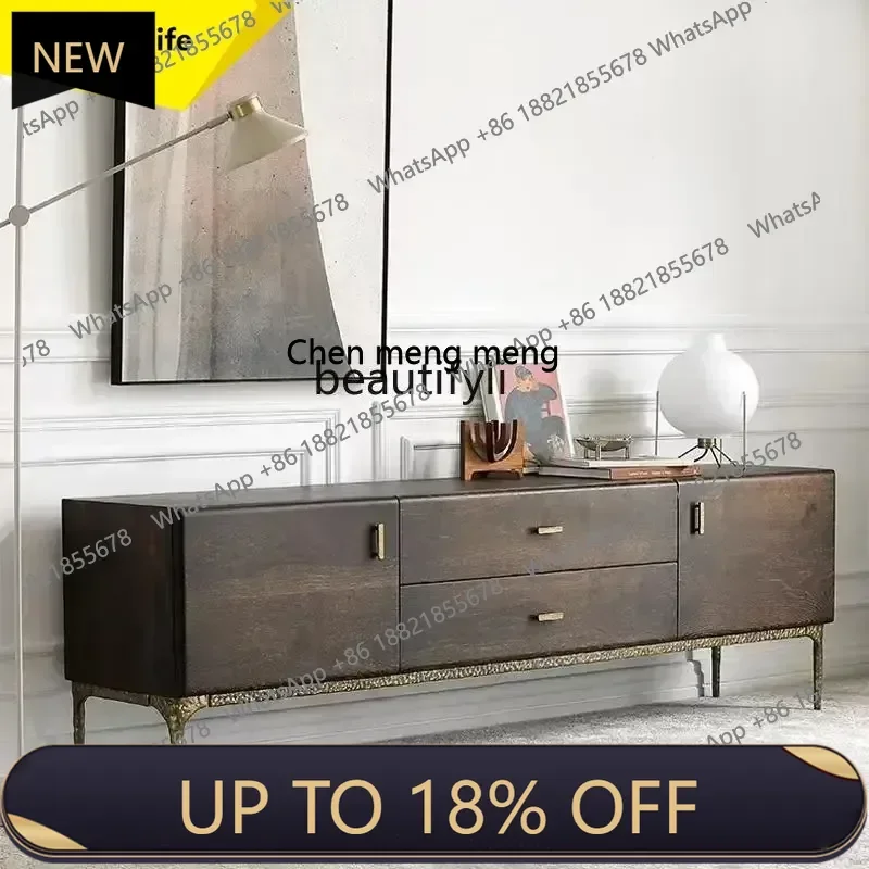 

P178 Nordic Industrial Style Solid Wood TV Cabinet Small Apartment Living Room Storage Cabinet Vintage Distressed Audiovisual Ca