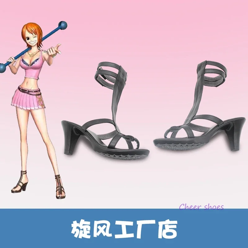 Anime Cosplay Shoes Halloween Party Nami Cosplay Costume Prop Nami High-heel Boots Cosplay Anime for Women