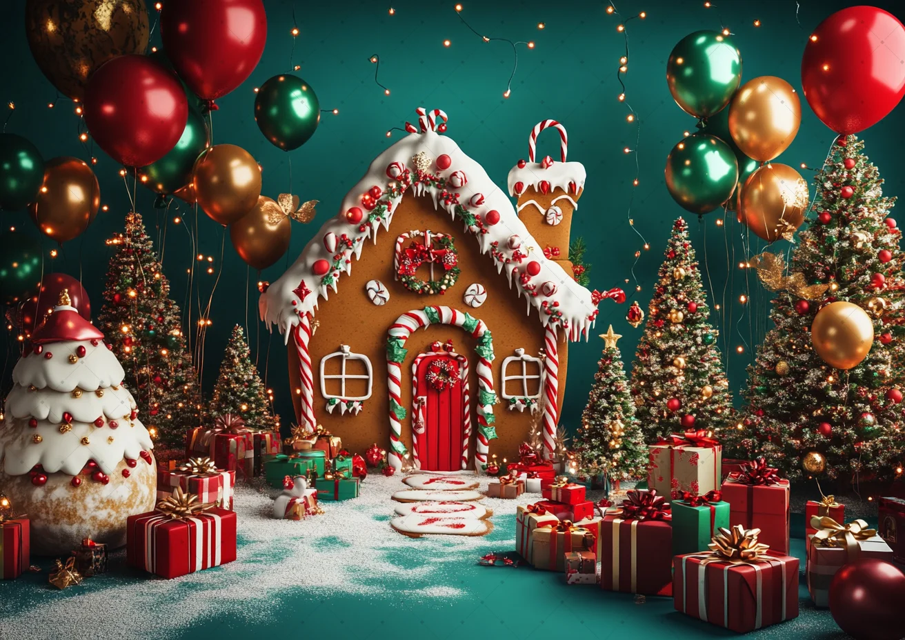 

Christmas Tree Room Background Photography Green Xmas Wreath Wooden Gift Booth Backdrop Kids Family Photo Studio Props