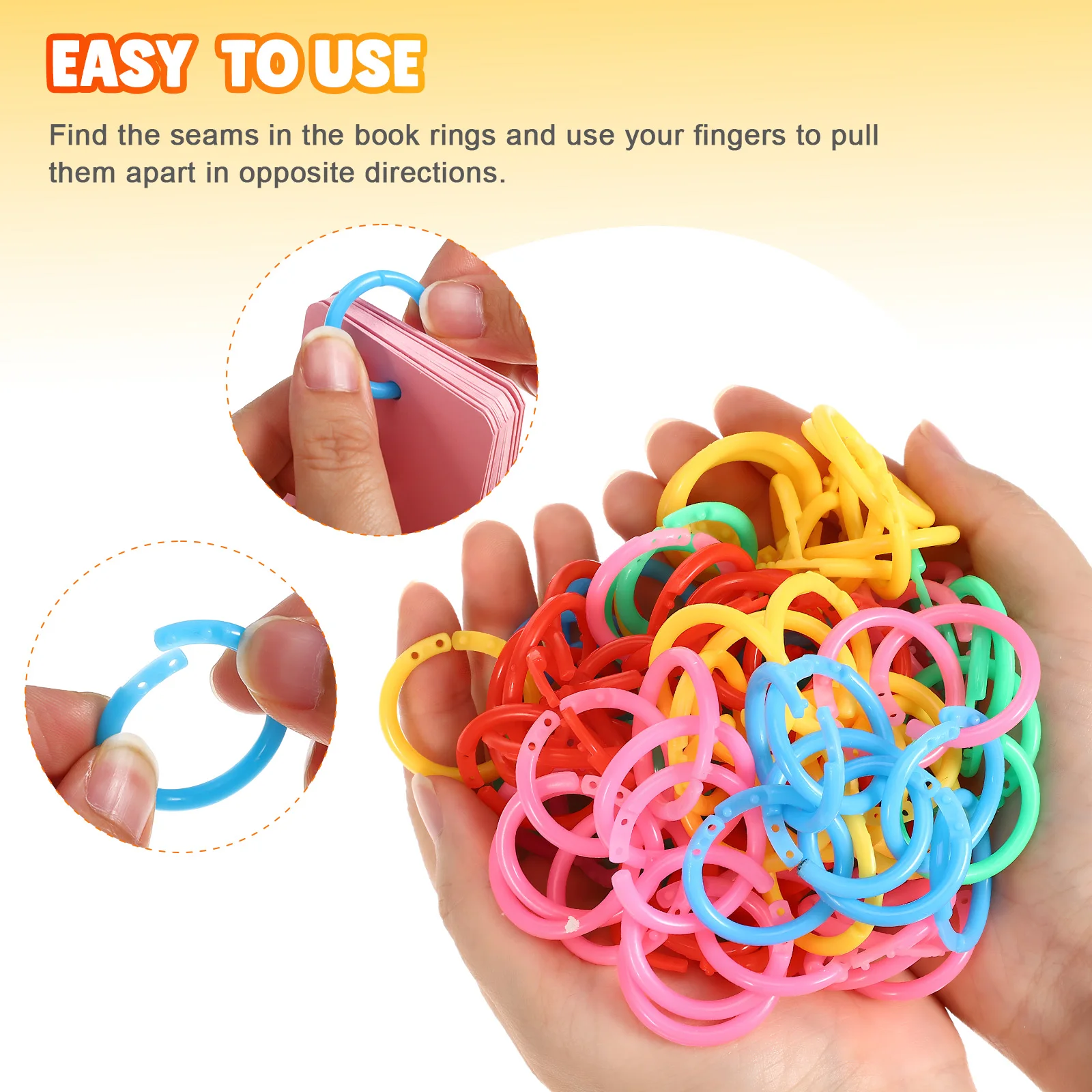 

120 Pcs Plastic 24 Colors Assorted Binder Rings 20mm Diameter Craft Ring Loose Leaf Book Rings Notebook Flash Card Binders
