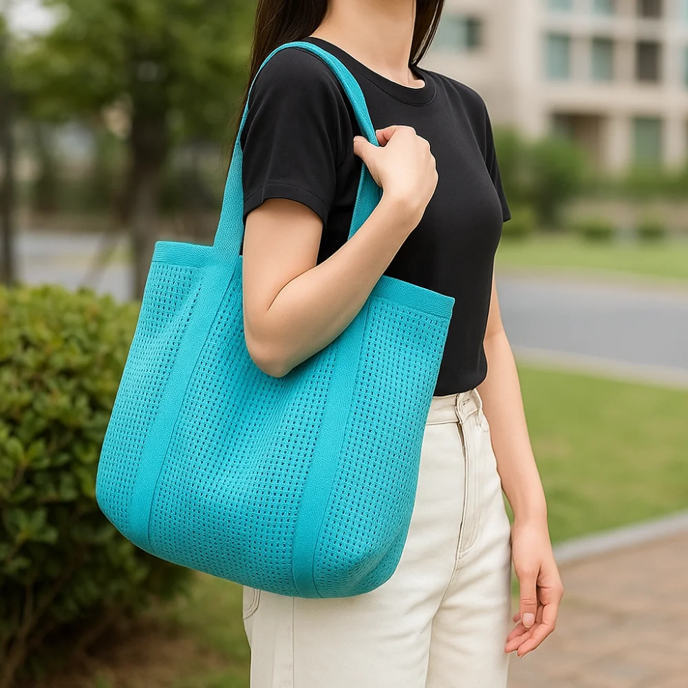 

Handmade Casual Hollow Woven Bag Hollow Out Large Capacity Braided Underarm Bag Lazy Style Tote Beach Knitted Handbag Summer