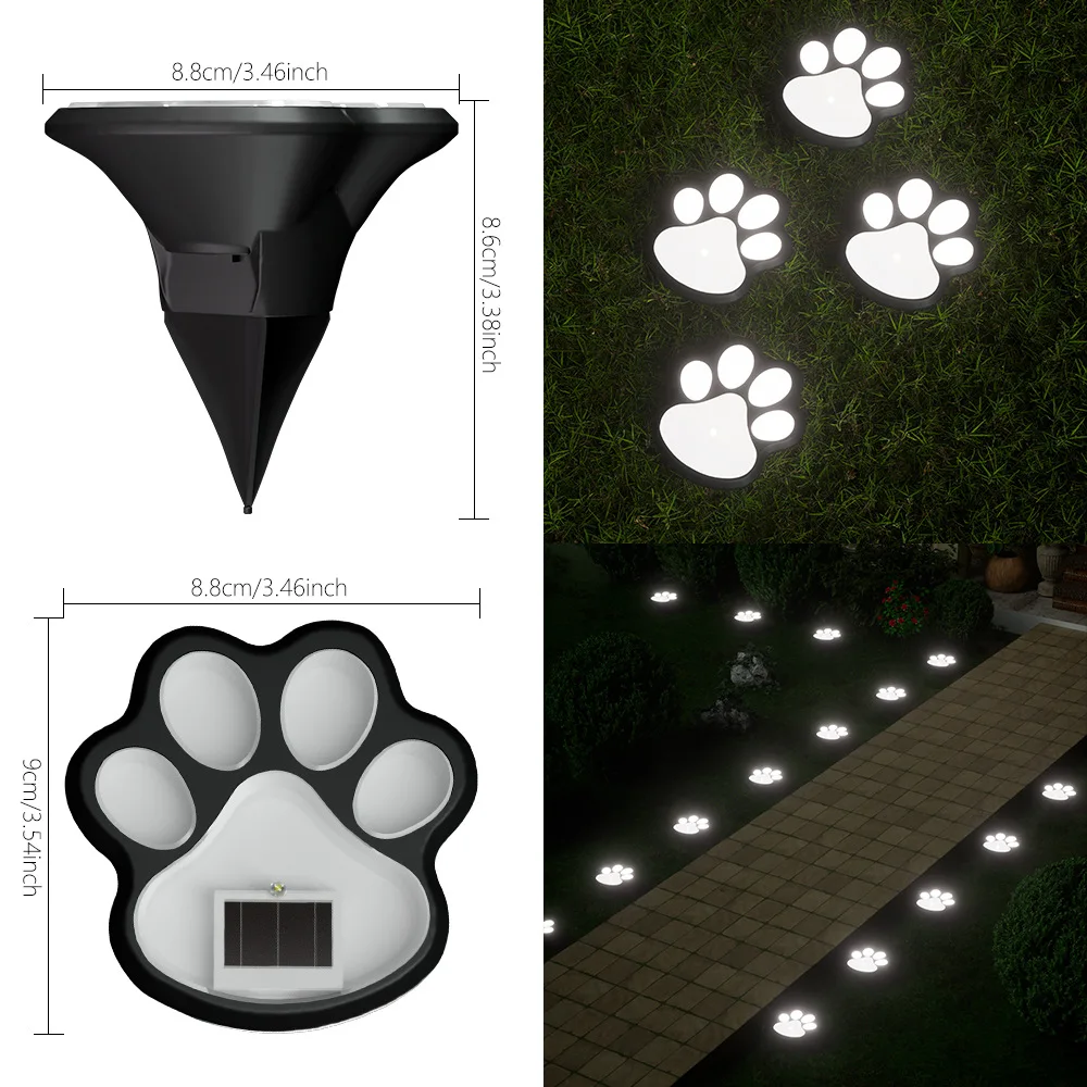 Luce solare da prato LED simulazione impronta zampa di cane spina da pavimento luce esterna antipioggia cortile giardino luce decorativa interrata