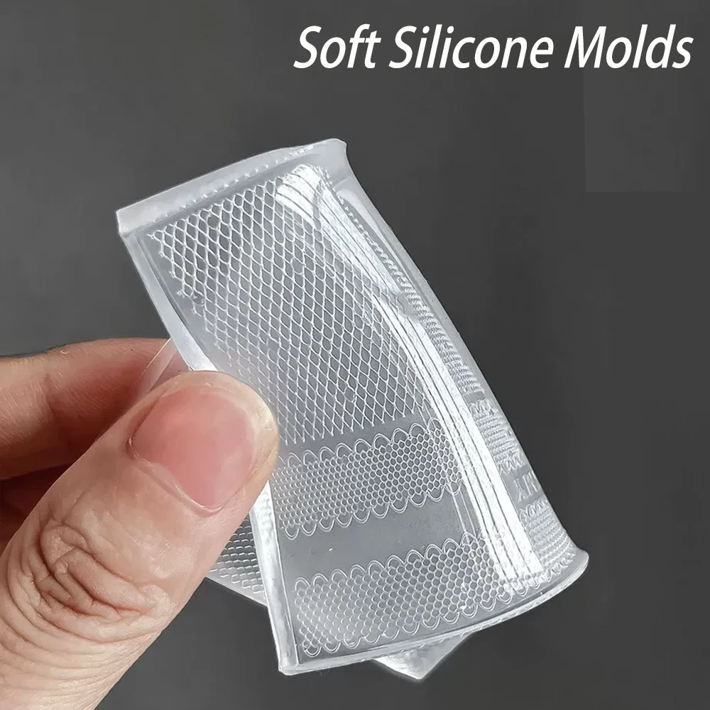 3D-Spitzen-Nagelformen aus weichem Silikon, hohle Spitzen-Rosenblüten-Formen für französische Nagelkunst, ultradünne Spitzen-Design-Nagelsilikon-Schablone – Detail 3