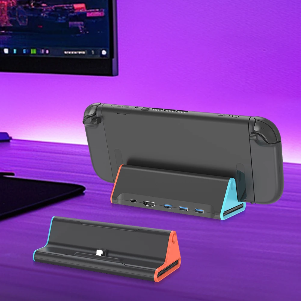 

For NS2 Portable 4K TV Dock Adapter USB3.0 HDMI-compatible Docking Station Fast Charging Console Adapter Base Docking Station