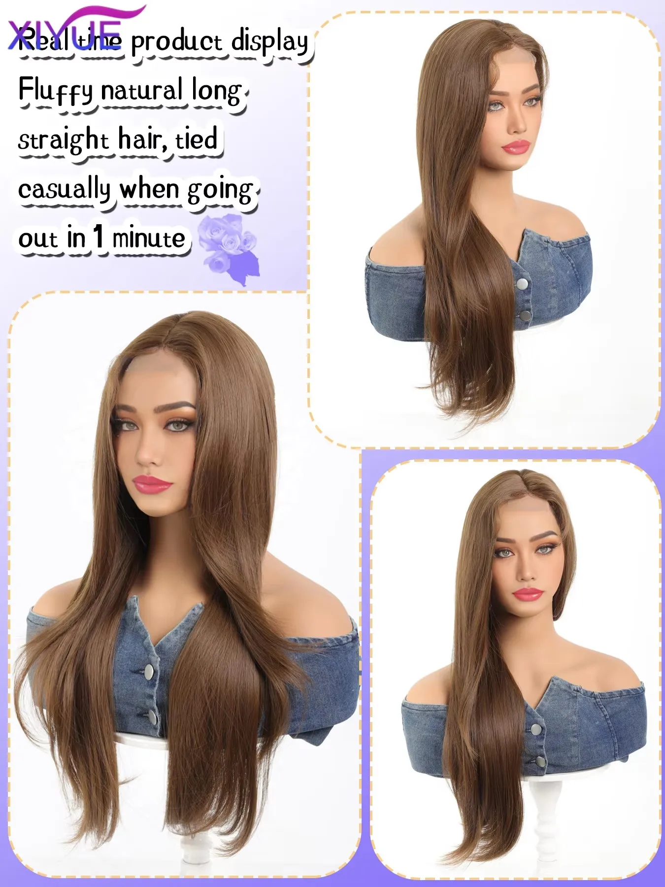 26 Inch Lace Front Wigs Curly Wave Fiber Synthetic Wig Heat-resistant Non-Glare Natural Soft Cosplay Hairpiece For Women XIYUE