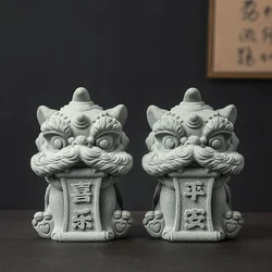 Peace And Joy Stone Lion Mold 2pcs Cement Lion Dance Plaster Ornament Silicone Mold DIY Blessing Chinese Stone Lion Mold