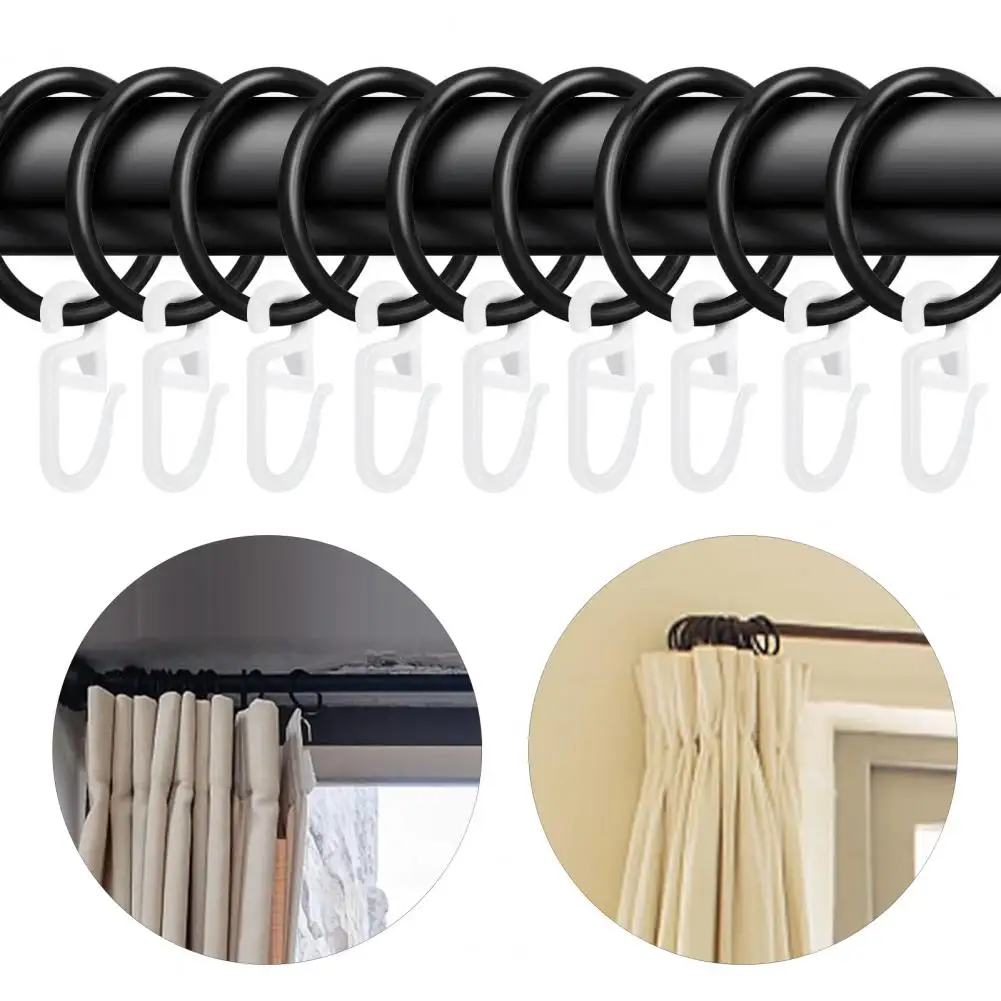 Window Treatment Accessories Curtain Pin Hooks 50 Pcs High Strength Shower Curtain Rings Polished Alloy Anti-rust Smooth Sliding