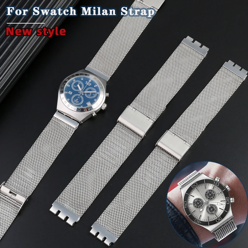 New Milan Metal watch strap For SWATCH YCS YAS YGS IRONY stainless steel watchband 17mm 19mm 20mm men women breathable bracelet