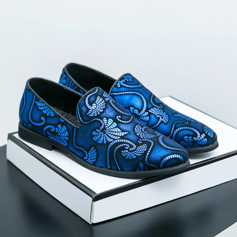 

HKDQ Модные синие мужские лоферы Роскошная мужская обувь Удобная дизайнерская обувь для вечеринок Кожаная повседневная обувь для мужчин Большие размеры 38-46