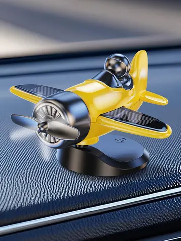 Light Sensing Aviator Aircraft Car Ornament 360° Rotating Airplane Model Auto Dashboard Decor Car Interior Decoration Ornament