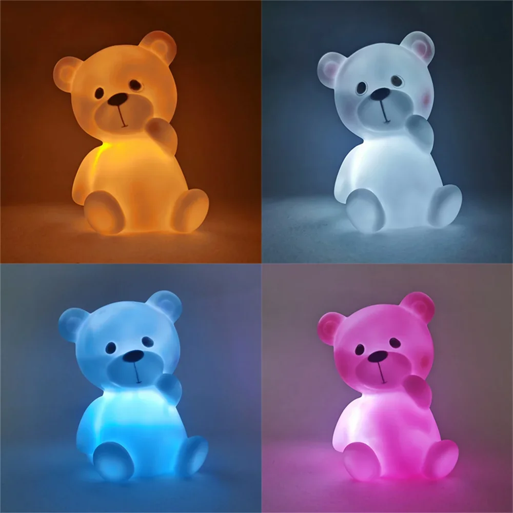 1PCS Rabbit Night Light Bedhead Bedroom LED Small Table Light Non Plug In Floor Stand Creative Atmosphere Night Light Decoration