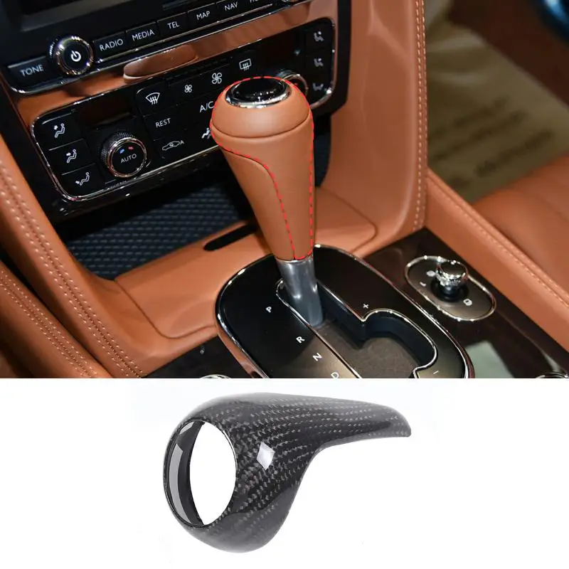 For 2013-2017 Bentley Continental Flying Spur Real carbon fiber  car gear head cover sticker car interior protection accessories