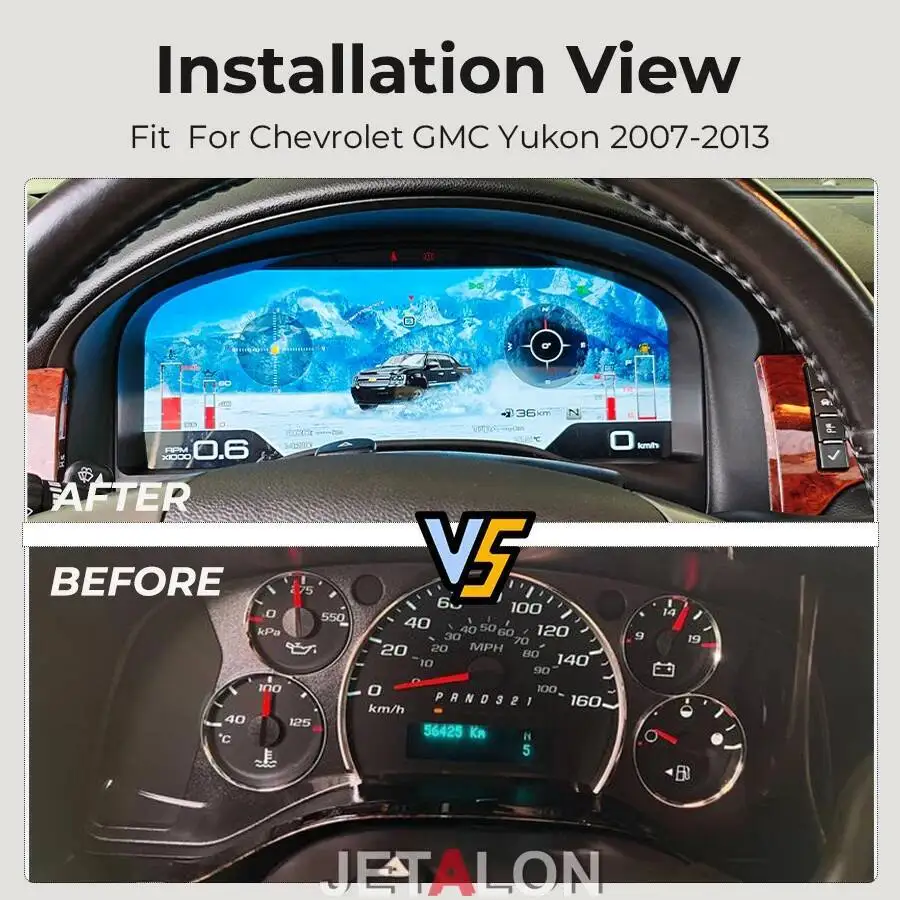 For GMC Chevrolet Silverado Tahoe Suburban Yukon 2007-2013 15.1inch Car Digital Instrument Cluster LCD Speedometer Dashboard
