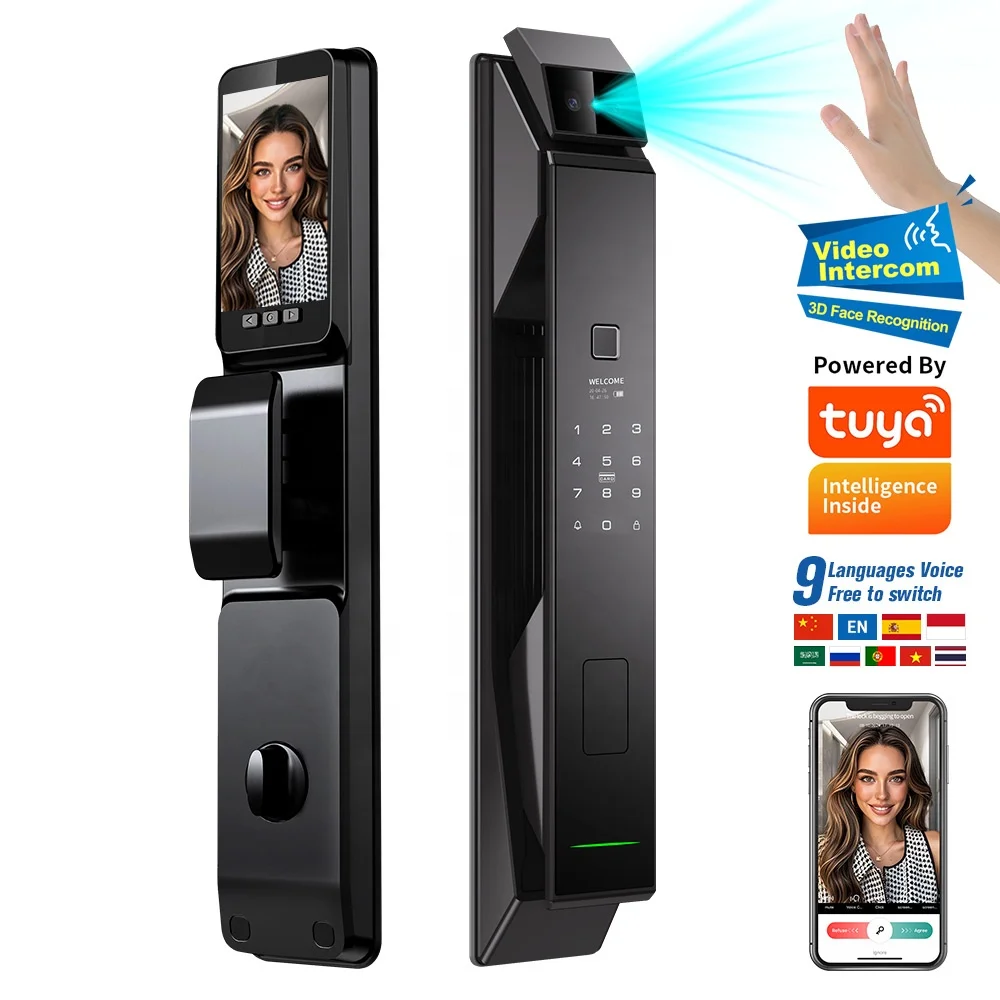 Push Pull Smart Home Security System Tuya 3D Face Recognition Smart Lock Electronic Password Digital Fingerprint Door Lock