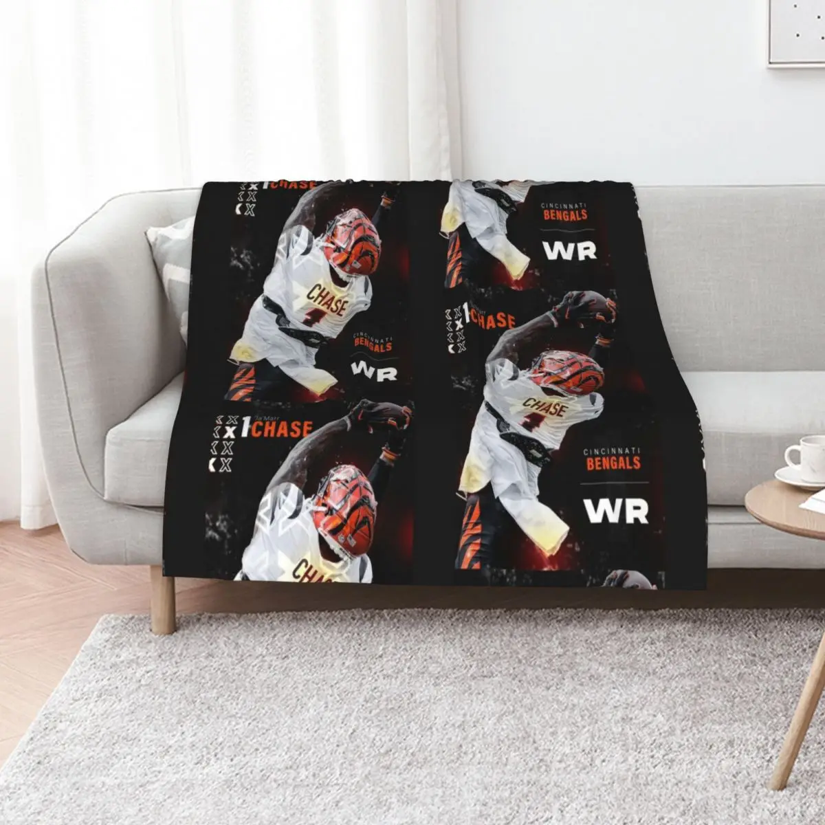 Ja'Marr Chase Throw Blanket Summer Heavy Decorative Sofas Plush blankets and throws Vintage Blankets