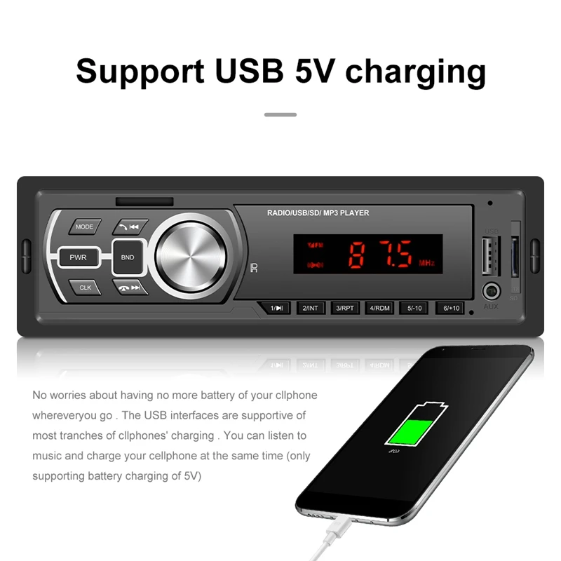 Автомобильный мультимедийный плеер 12 в, стерео-система 1 Din с поддержкой Bluetooth, FM, Aux, SD, USB