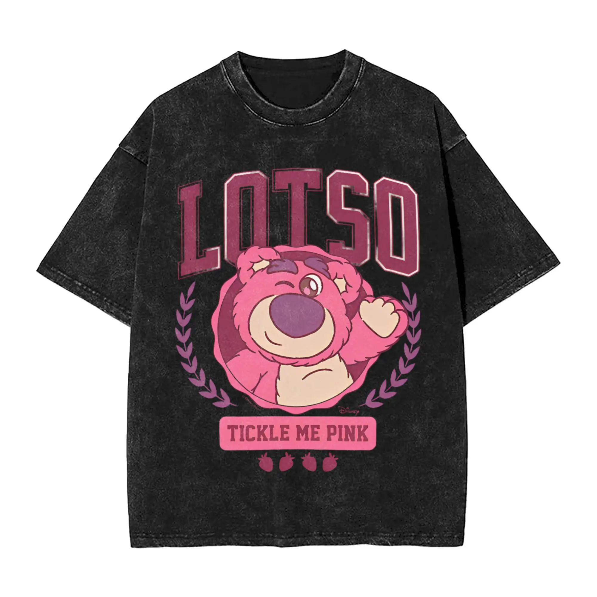 

Розовая стираная футболка Toy Story Lotso Bear Tickle Me, мужские забавные хлопковые футболки, летние модные футболки с круглым вырезом, топы большого размера с принтом