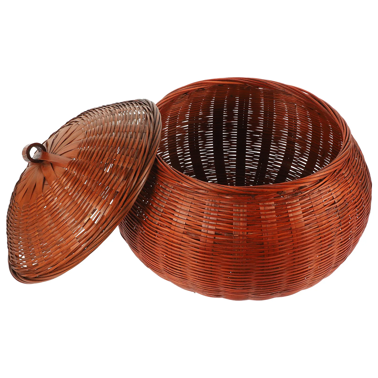 

New Year Woven Storage Basket Lid Rattan ganizer Indoor Decor Woven Basket With Lid Container Fruit Gift Home