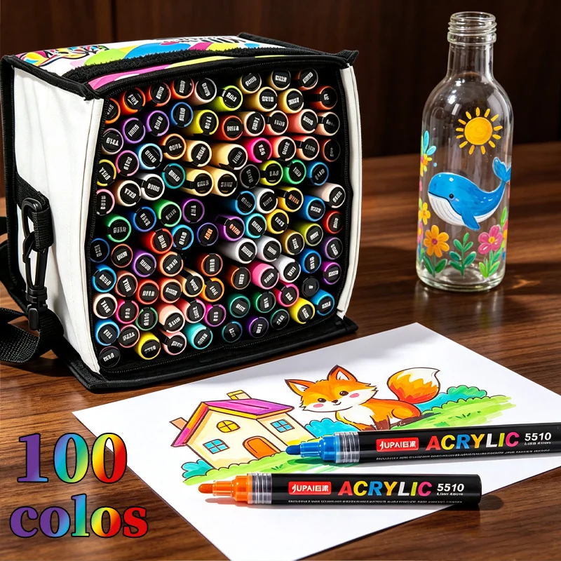 100 Colors Art Markers with Carry Bag, Multi-surface Painting, Christmas & Halloween Creation