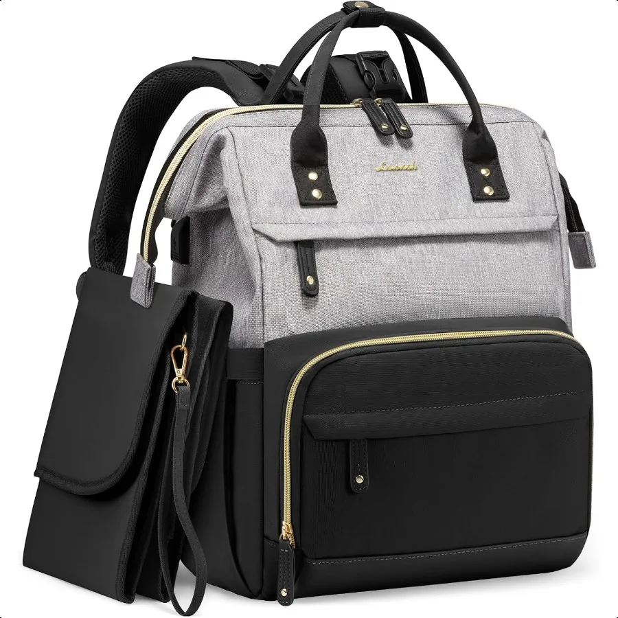 

LOVEVOOK сумка для подгузников, детская сумка с пеленальной станцией, большой рюкзак для подгузников для мамы, папы, водонепроницаемая кожаная сумка для мамы