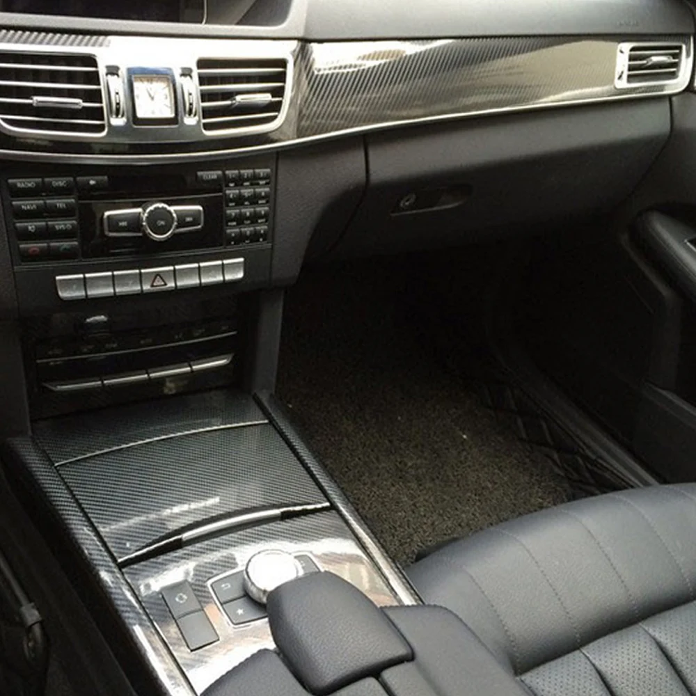 Carbon Fiber Interior Trim Stickers For Benz E Class W212 2014-2016 Central Console Gear Shift Panel Door Handle Cover Trim