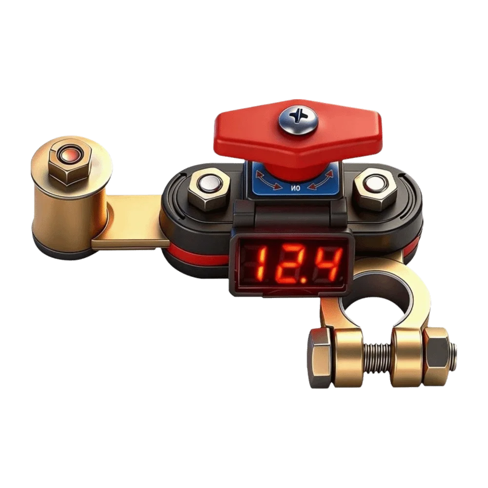 12V-24V Car Battery Disconnect Switch Easy Install 360° Dual-Rotary Digital Display Switch Anti-Power Off Quick Cut Off