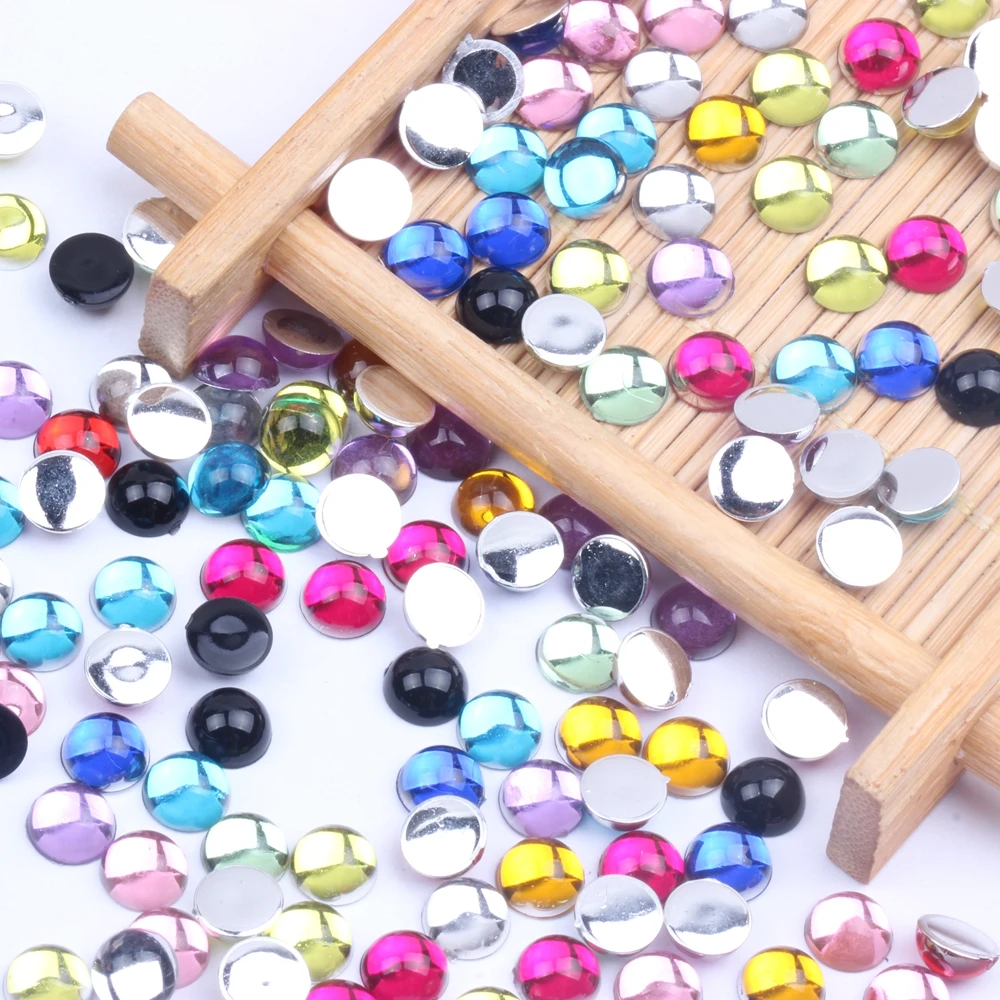 6mm 5000pcs Half Round Beads Facets Many Colors Choose Flatback Glue On Nails Art Rhinestones DIY Decorations