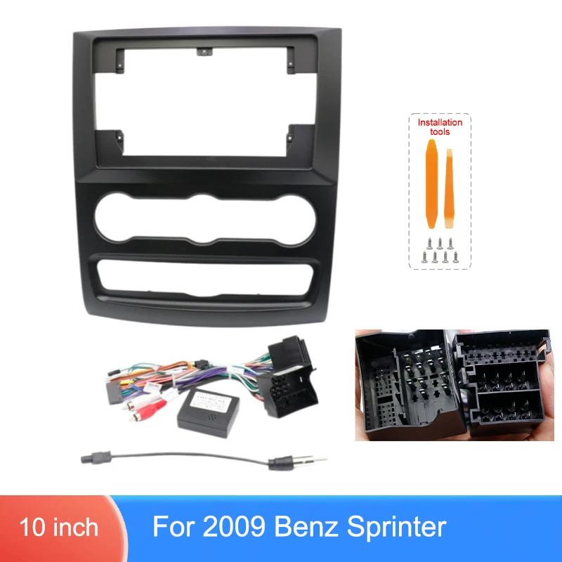 

10 Inch Car Radio Fascia Frame Kit for 2009 For Benz Sprinter with CANBUS Wiring Harness Dashboard Panel