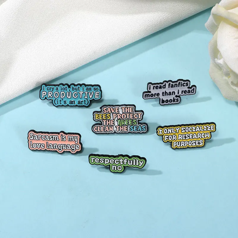 New Style Inspirational English Letter Phrase Brooch Alloy Oil Dropping Badge Pin For DIY Bag Clothes