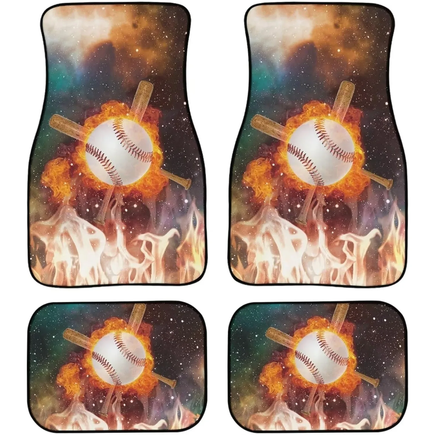 Baseball 4pcs Car Floor Mats For Women Colorful Splash Dots Automotive Floor Mats Car Decor For SUV Van Truck