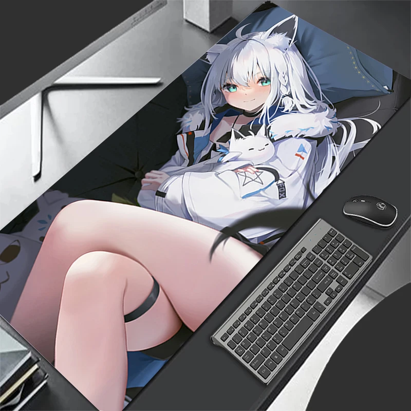 Mousepad Computer Gaming Accessories Keyboard Pad Office Rubber Mouse Pad H-hololive Shirakami Fubuki Decoracion Desk Mouse Mat