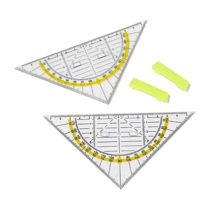 Versatile Measuring Triangle Plastic Ruler Transparent Rrotractor Shatterproof Office Maths School Set Protractor Ruler